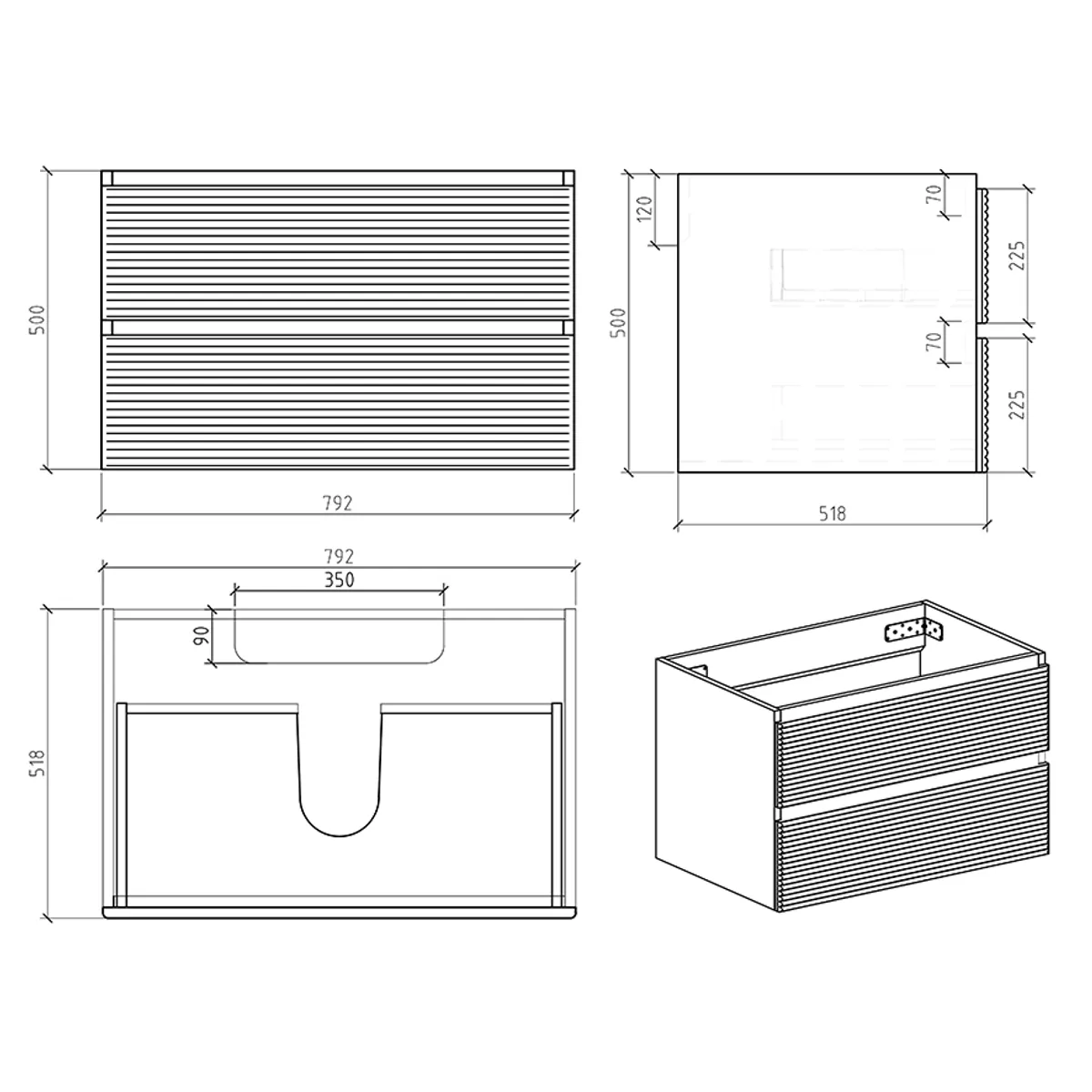 Badnor Maiken 80+40cm mbl.pk. (94110) Linnea speil m/lys