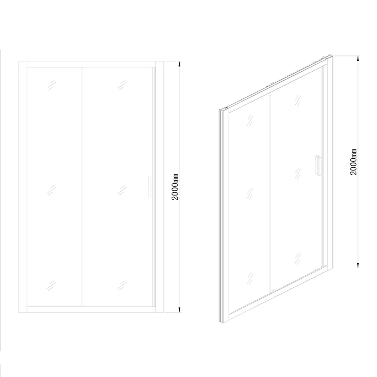 Badnor Salford dusjløsning for nisje m/skyvedør 116-124cm - matt sort