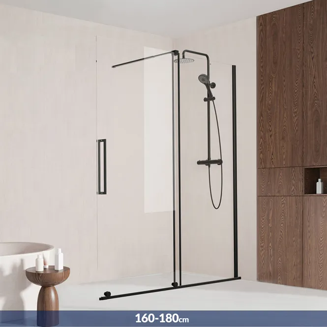 Hovedbilde Badnor Køhler ll Walk-in m/skyvedør - 160-180cm - matt sort