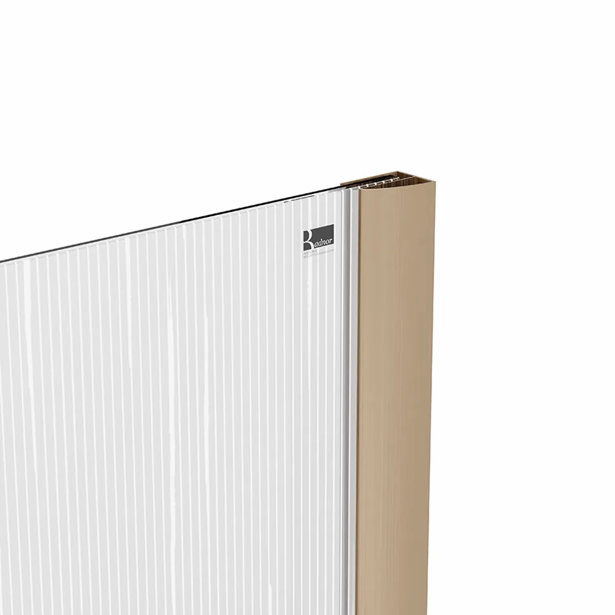 Badnor Shildon dusjvegg/walk-in hjørne - BØRSTET KOBBER - WHITE STRING glassfelt - 110cm