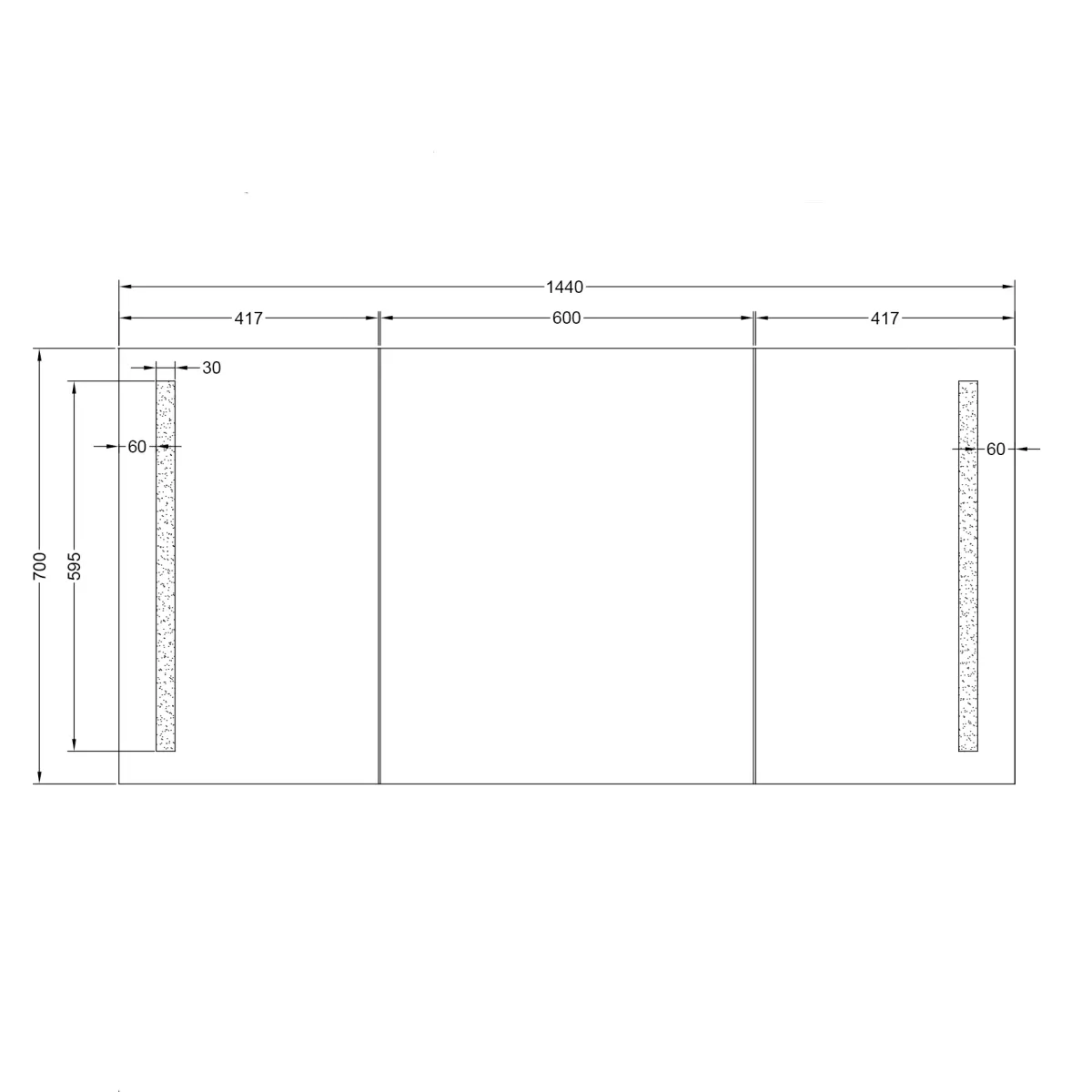 Badnor Melissa 150cm mbl.pk (98650) Leah speilskap m/lys