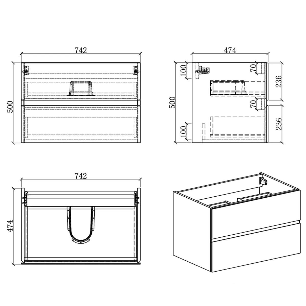 Badnor Mikala 75cm servantskap m/HVIT benkeplate