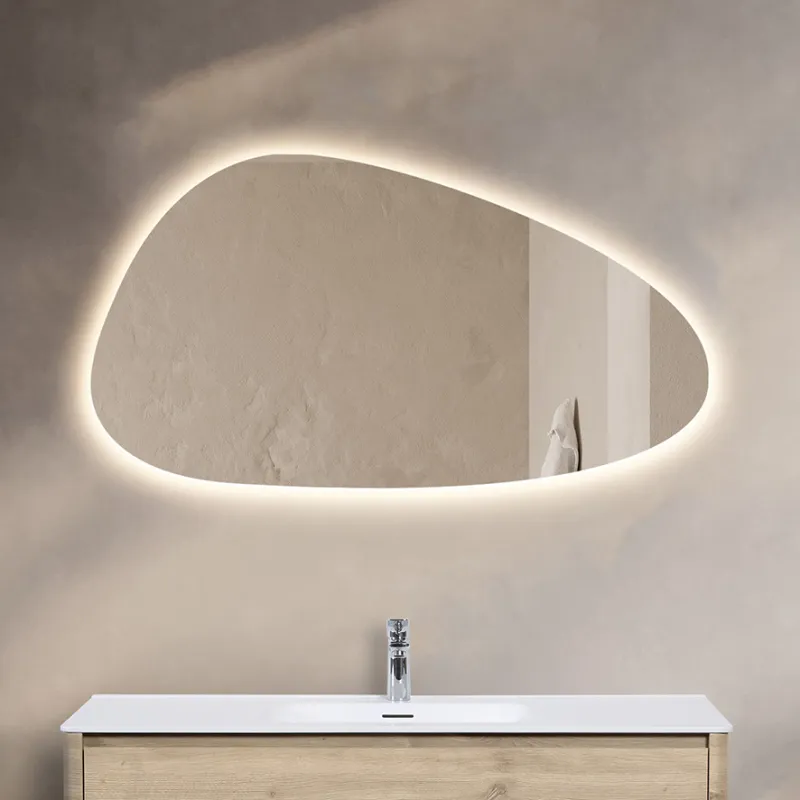 Badnor Sandy baderomsspeil (120cm) m/LED-belysning - asymmetrisk