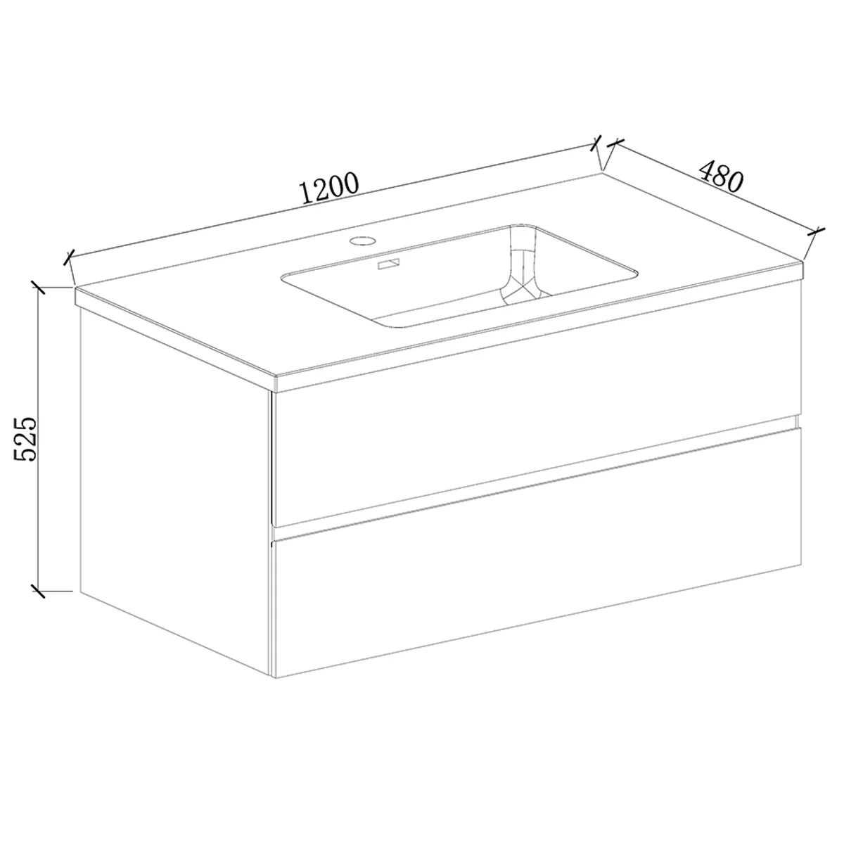 Badnor Melanie HVIT 120cm enkel servant (1407) Leon speilskap