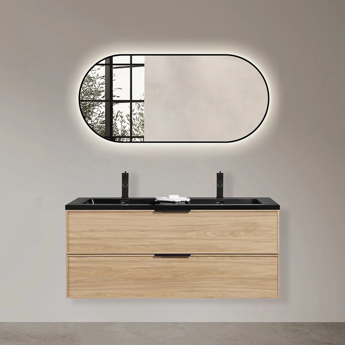 Badnor Melissa 120cm mbl.pk m/dobbel servant (98510) Sienna speil m/lys