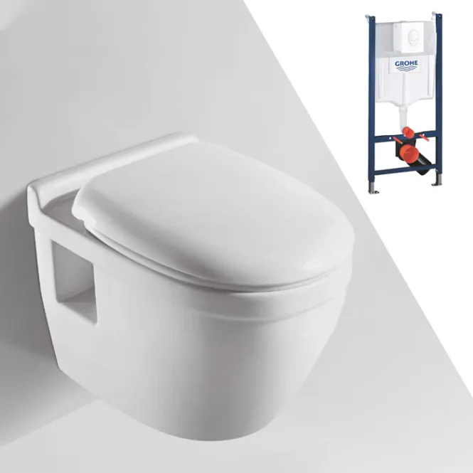 Hovedbilde Toalettpakke: Badnor Trento / Grohe Rapid SL m/ hvit betj. plate