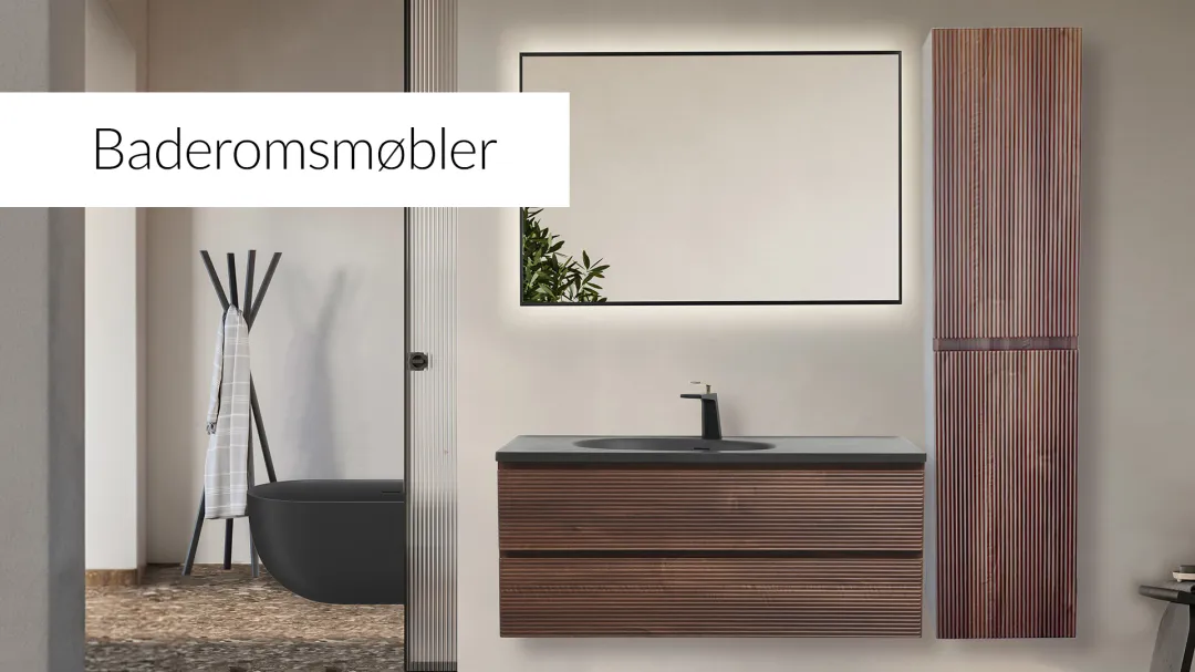 Møbler til baderom, baderomsinnredning, servantskap, høyskap