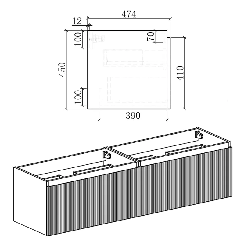 Badnor Mathea 180cm mbl.pk (9306) Saga firkantet speil