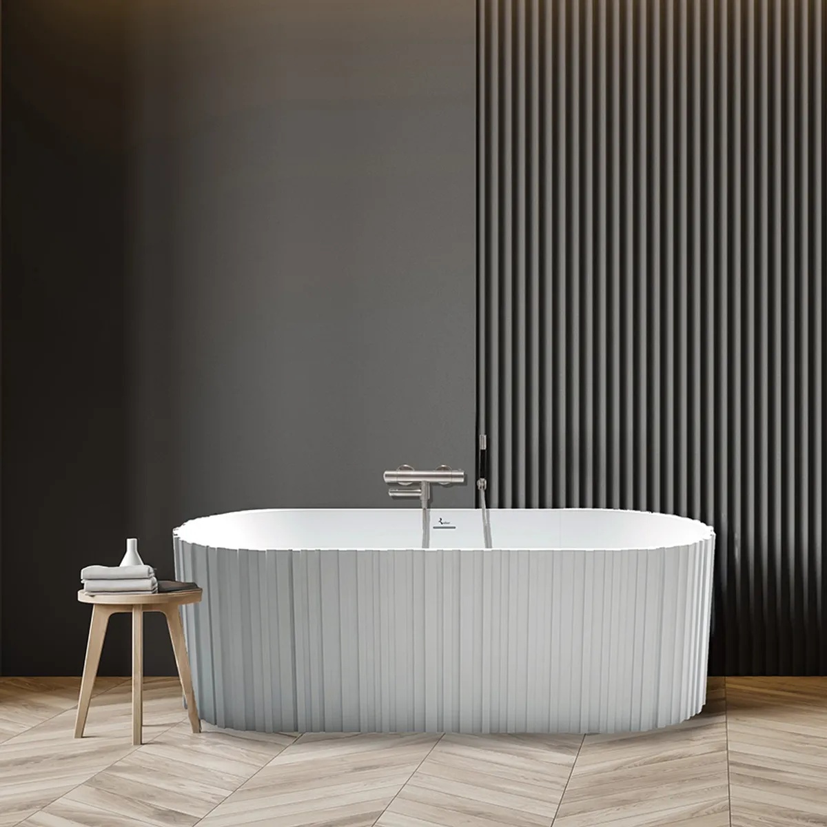 Badnor KStone Locarno Top Solid designbadekar, HVIT MATT, 170cm