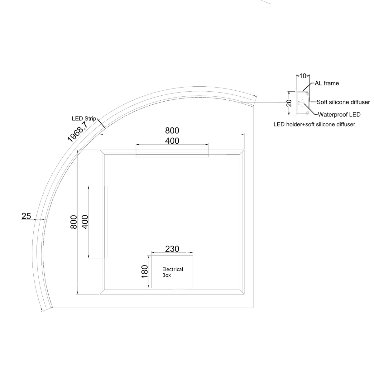 Badnor Maiken 120cm mbl.pk (9608) Sara speil m/lys