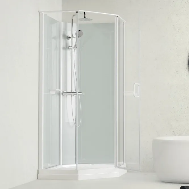 Hovedbilde Badnor Nordica White lux 7-3 dusjkabinett 90x90cm m/takdusjsett