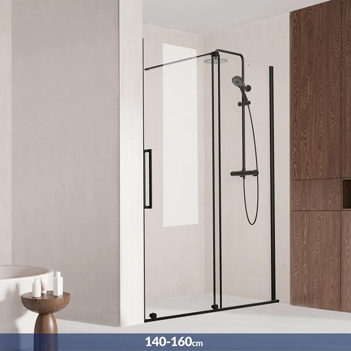 Badnor Køhler ll Nisjeløsning m/skyvedør - 140-160cm - matt sort