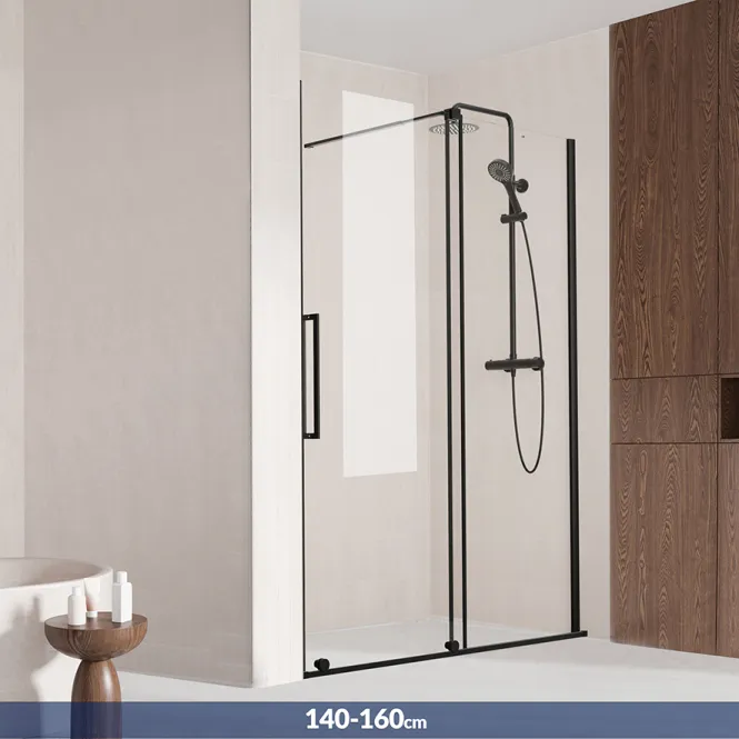 Hovedbilde Badnor Køhler ll Nisjeløsning m/skyvedør - 140-160cm - matt sort